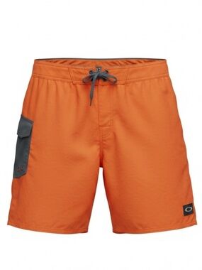 Oakley Bright Orange 8” Board Shorts with Contrast Gray Pocket Mens size 34